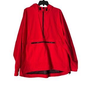 Vantage Pullover Wind Breaker Jacket Coat with Hood Red Unisex Large